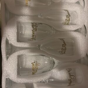 Gold Script Bridesmaid Champagne Flutes